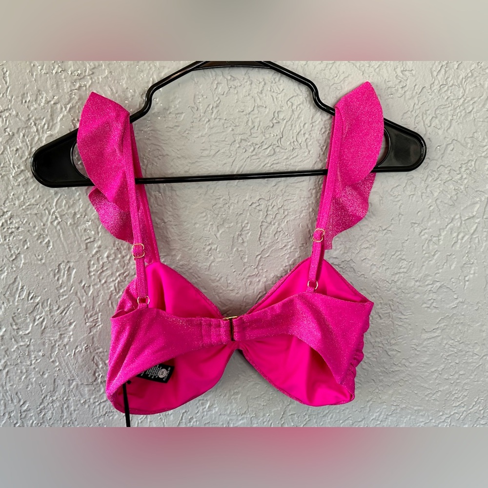 Beach Riot Hot Pink Ruffle Strap Bikini Top - Picture 2 of 6